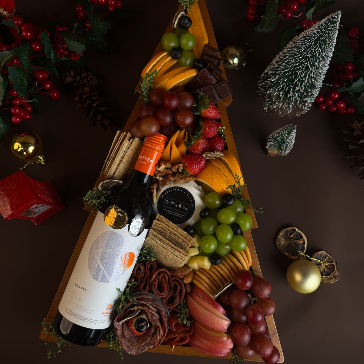 Red Wine Xmas Tree Platter