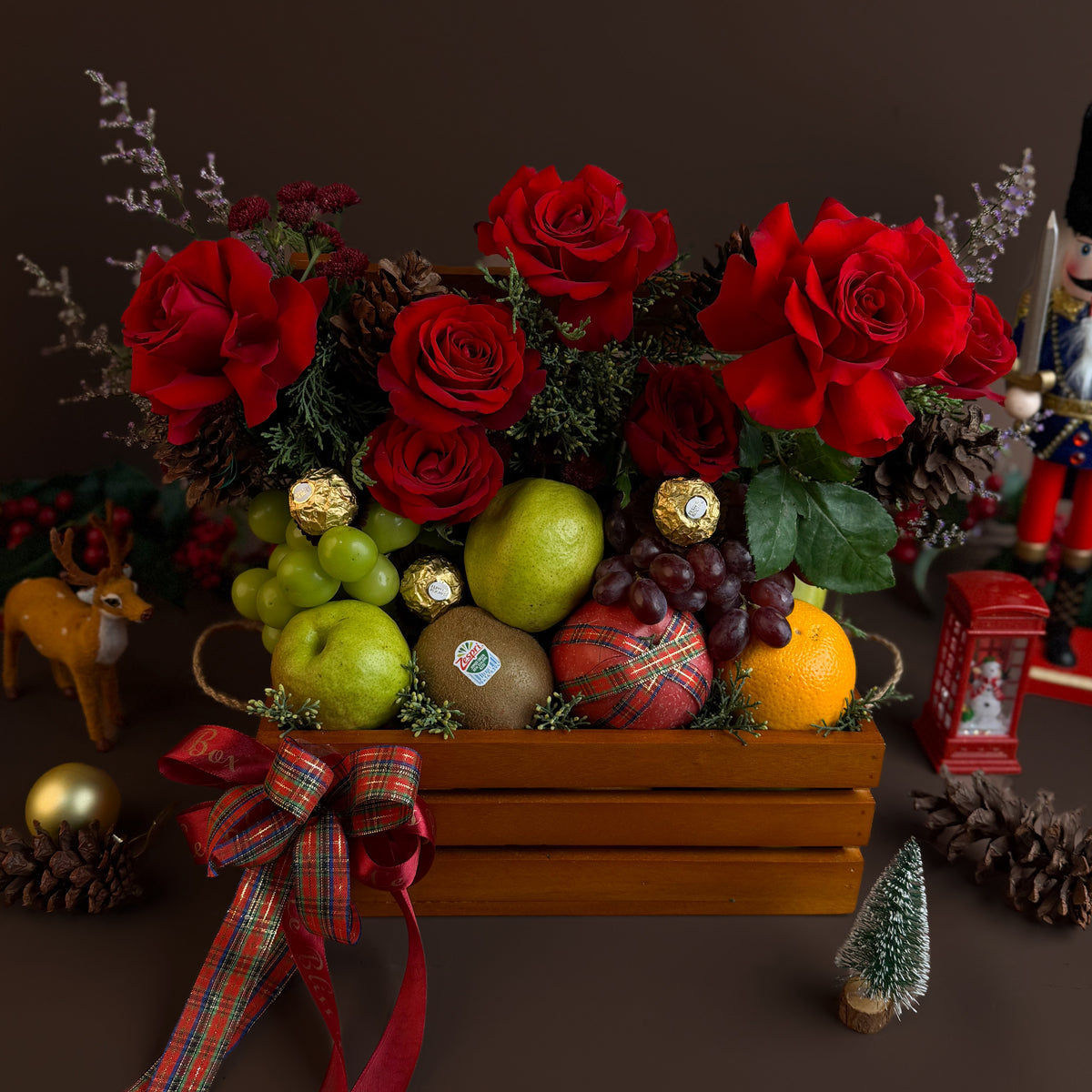 Red Festive Fruit Crate Hamper