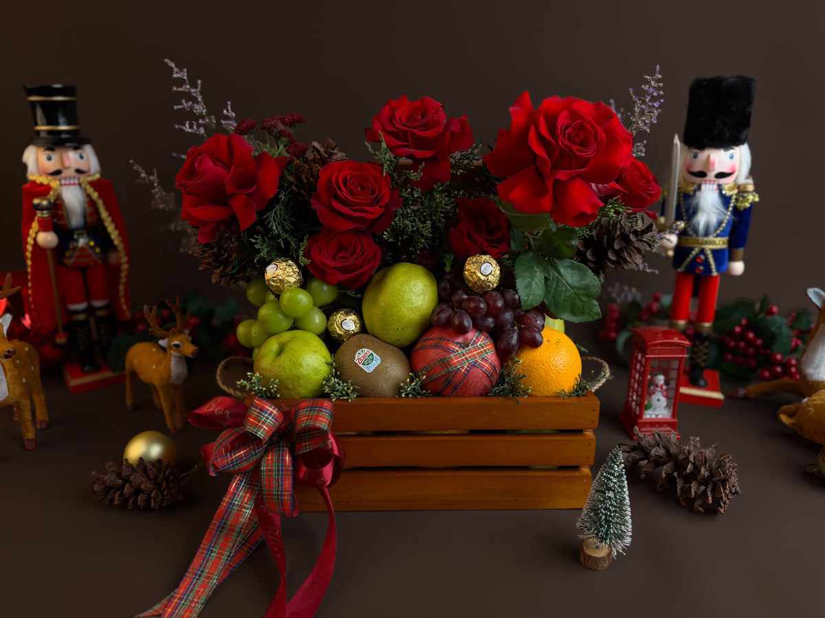 Red Festive Fruit Crate Hamper