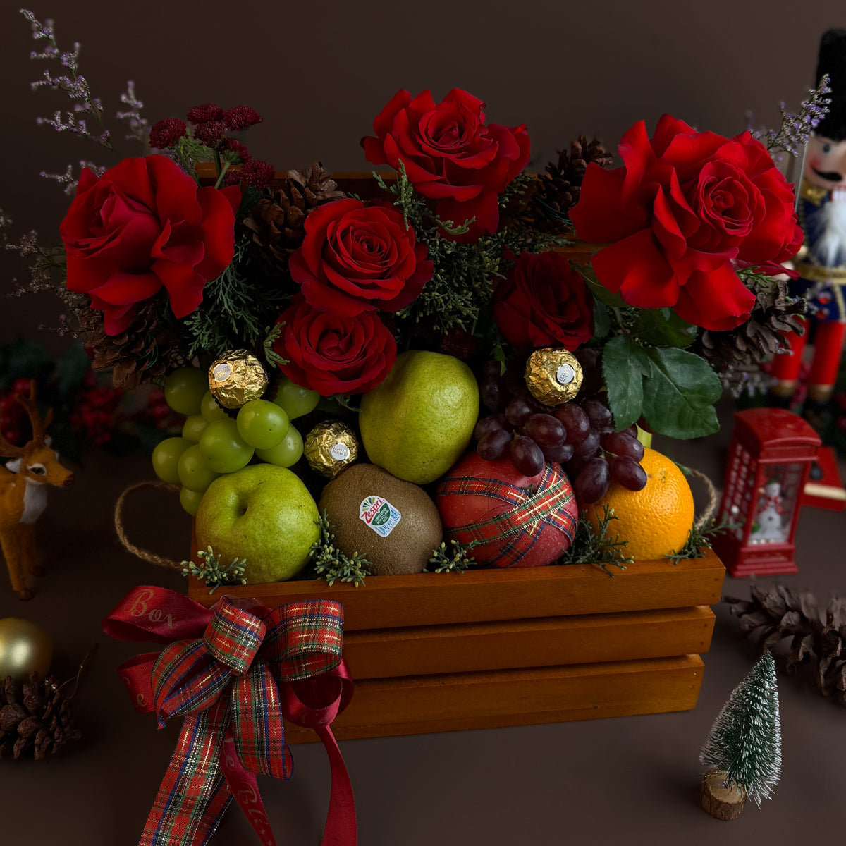 Red Festive Fruit Crate Hamper