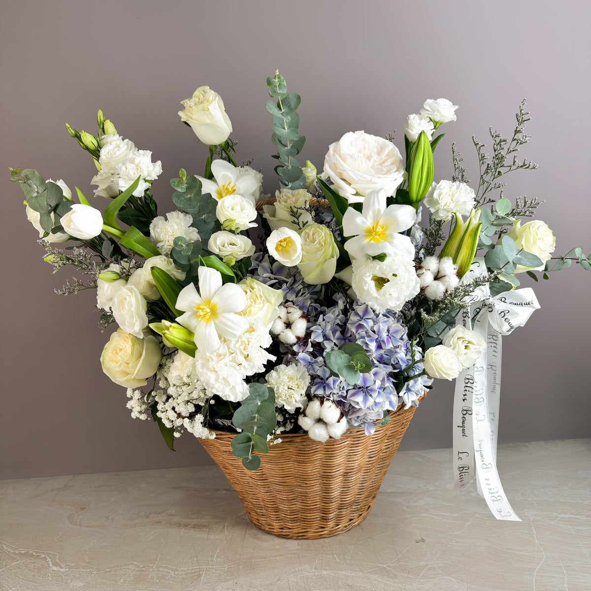White Cotton Rattan Basket