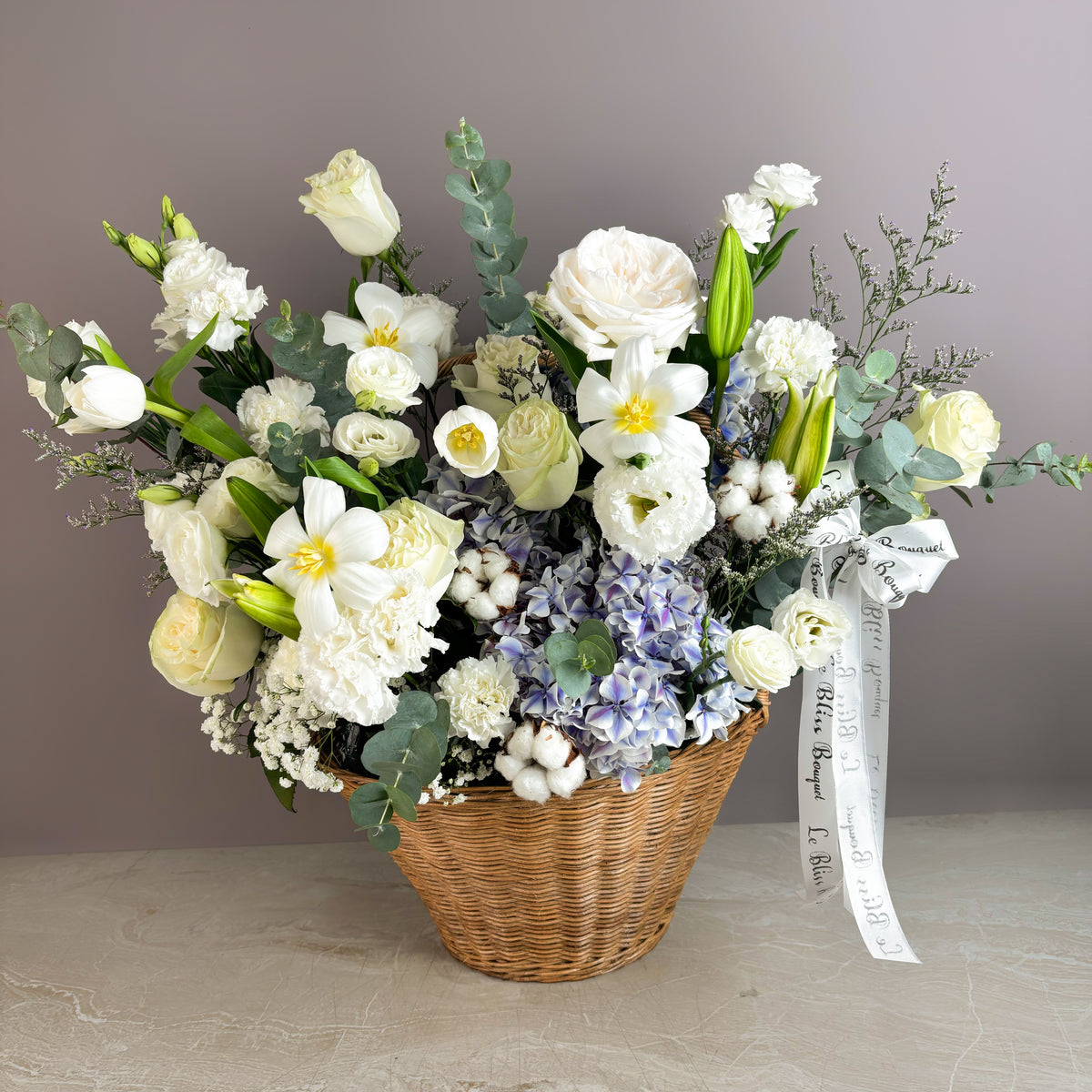 White Cotton Rattan Basket