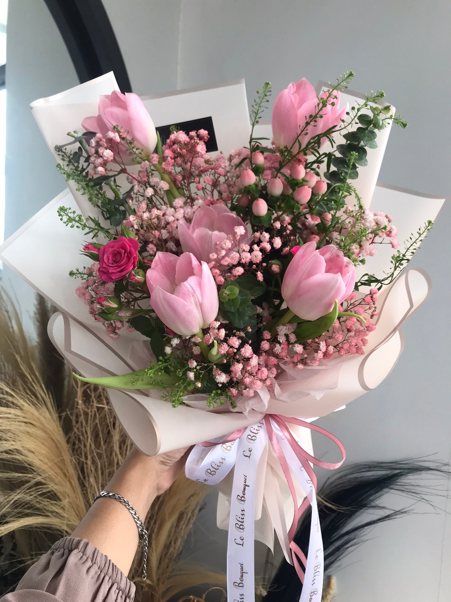 Tulip Hypericum in Pink Smallie Bouquet