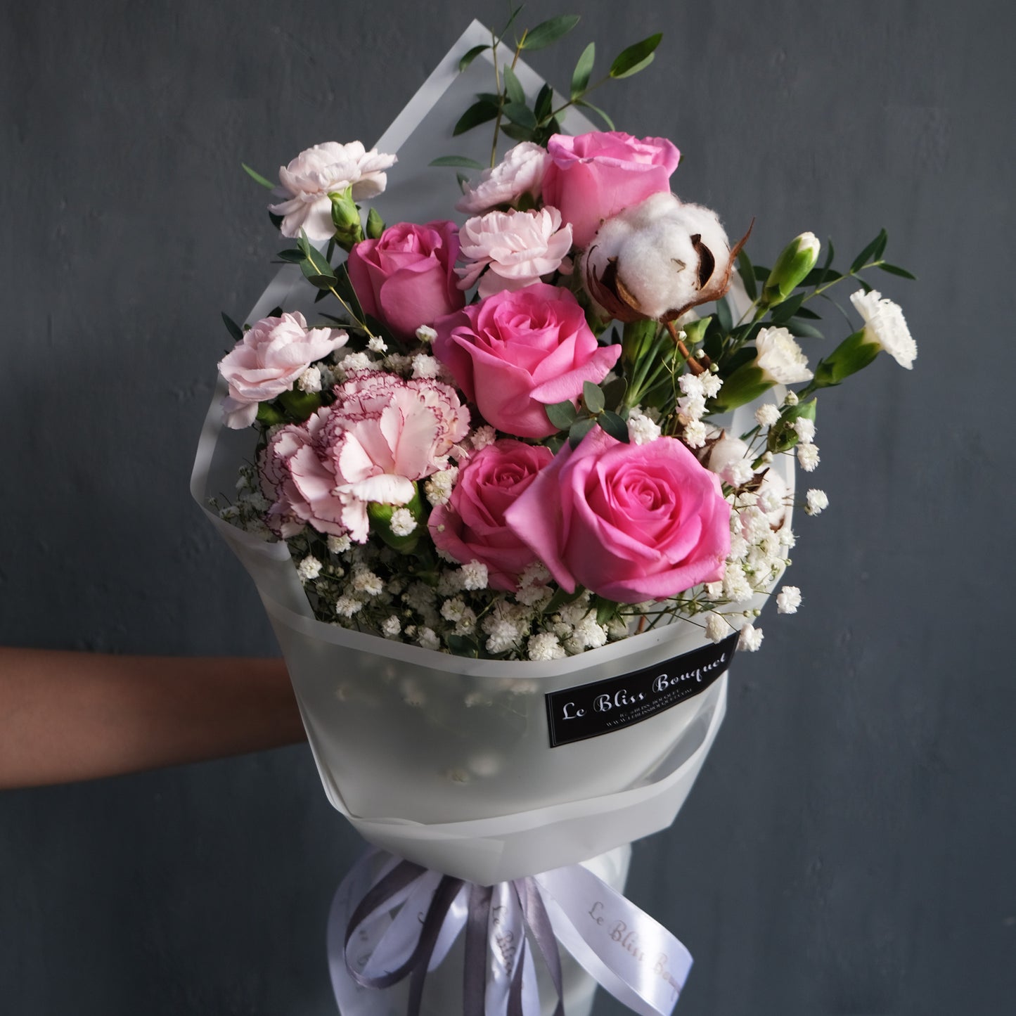 Pink Rose, Carnation and Babysbreath by Le Bliss Bouquet, florist surabaya, bouquet surabaya, buket bunga surabaya