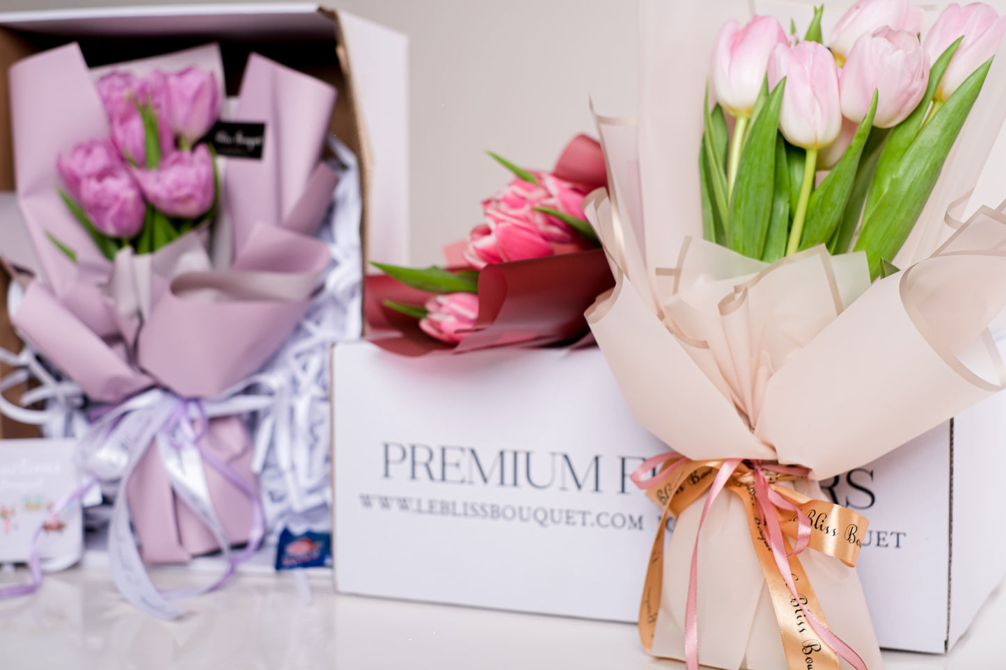 Stunning tulip flowers arranged in a beautiful bouquet