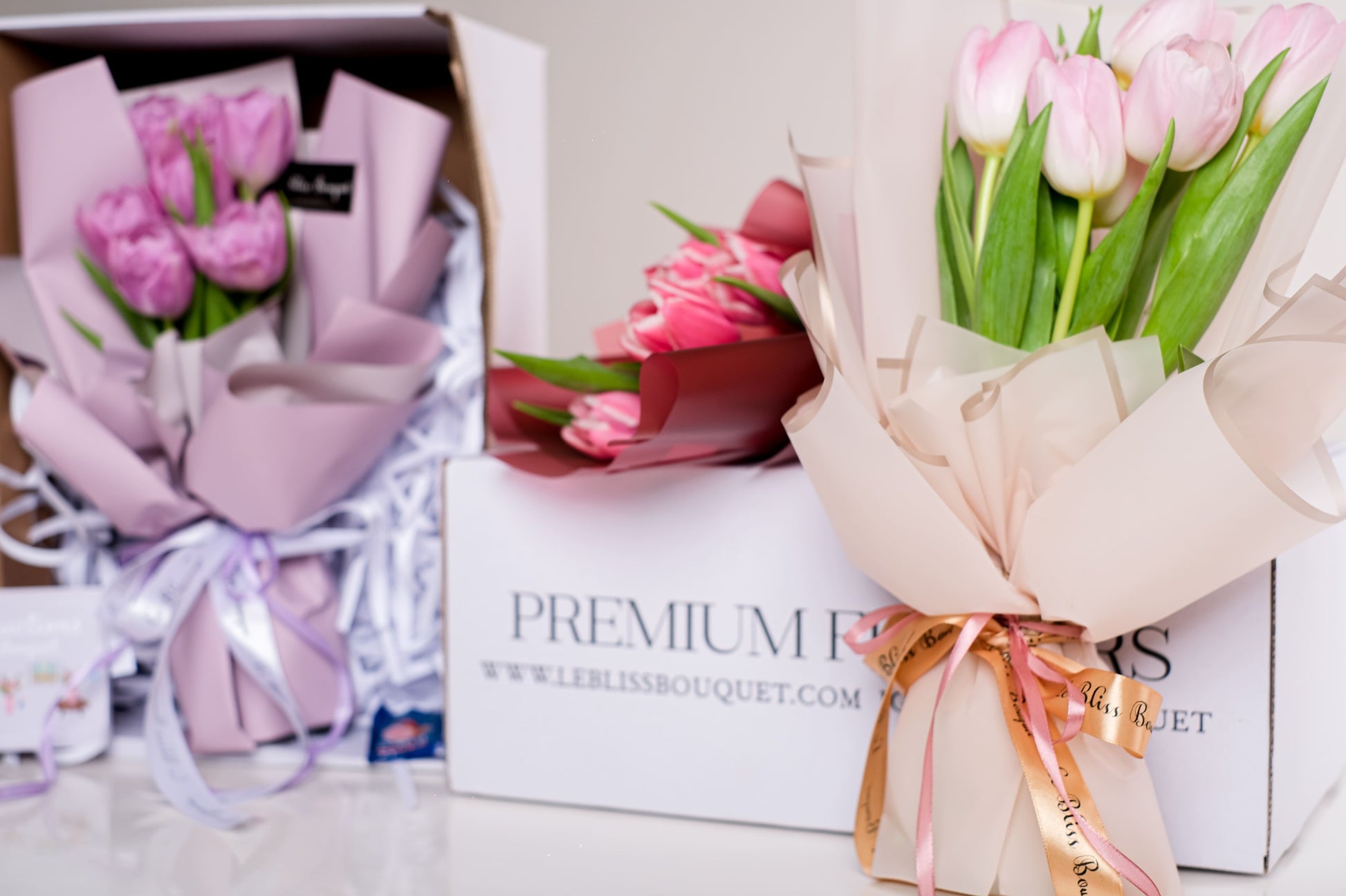 Stunning tulip flowers arranged in a beautiful bouquet
