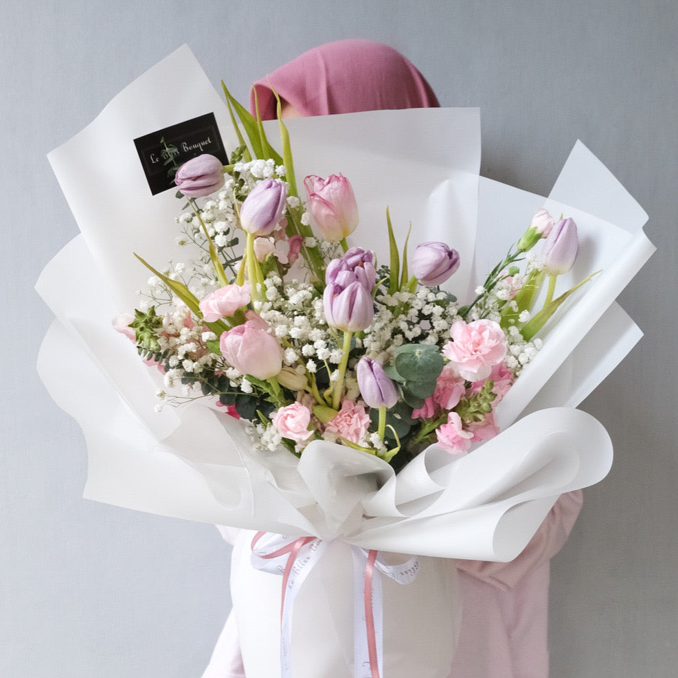 Tulip Pink Lilac Large Bouquet - Le Bliss Bouquet