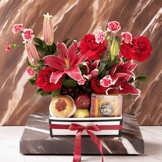 Bacha Coffee Fruit Red Lily Rose Hamper
