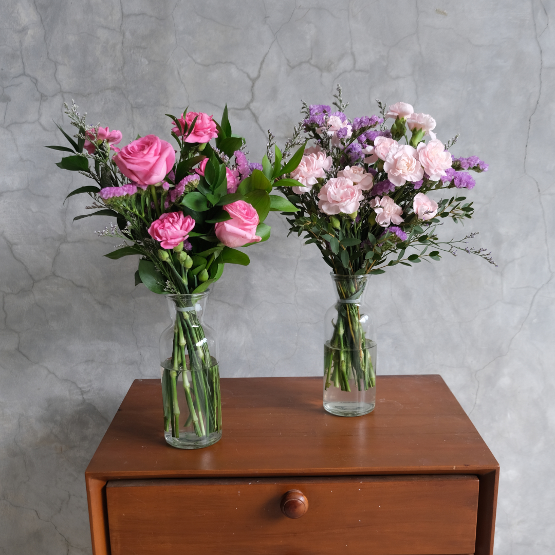 bouquet in a bottle with pastel flowers – perfect gift from Le Bliss Bouquet, florist Jakarta, Cirebon, and Bintaro.
