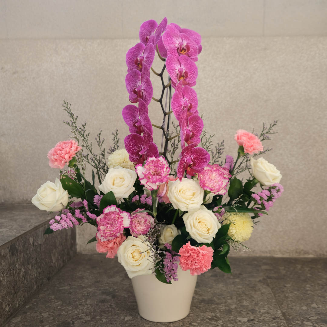 orchid vase arrangement by le bliss bouquet florist jakarta