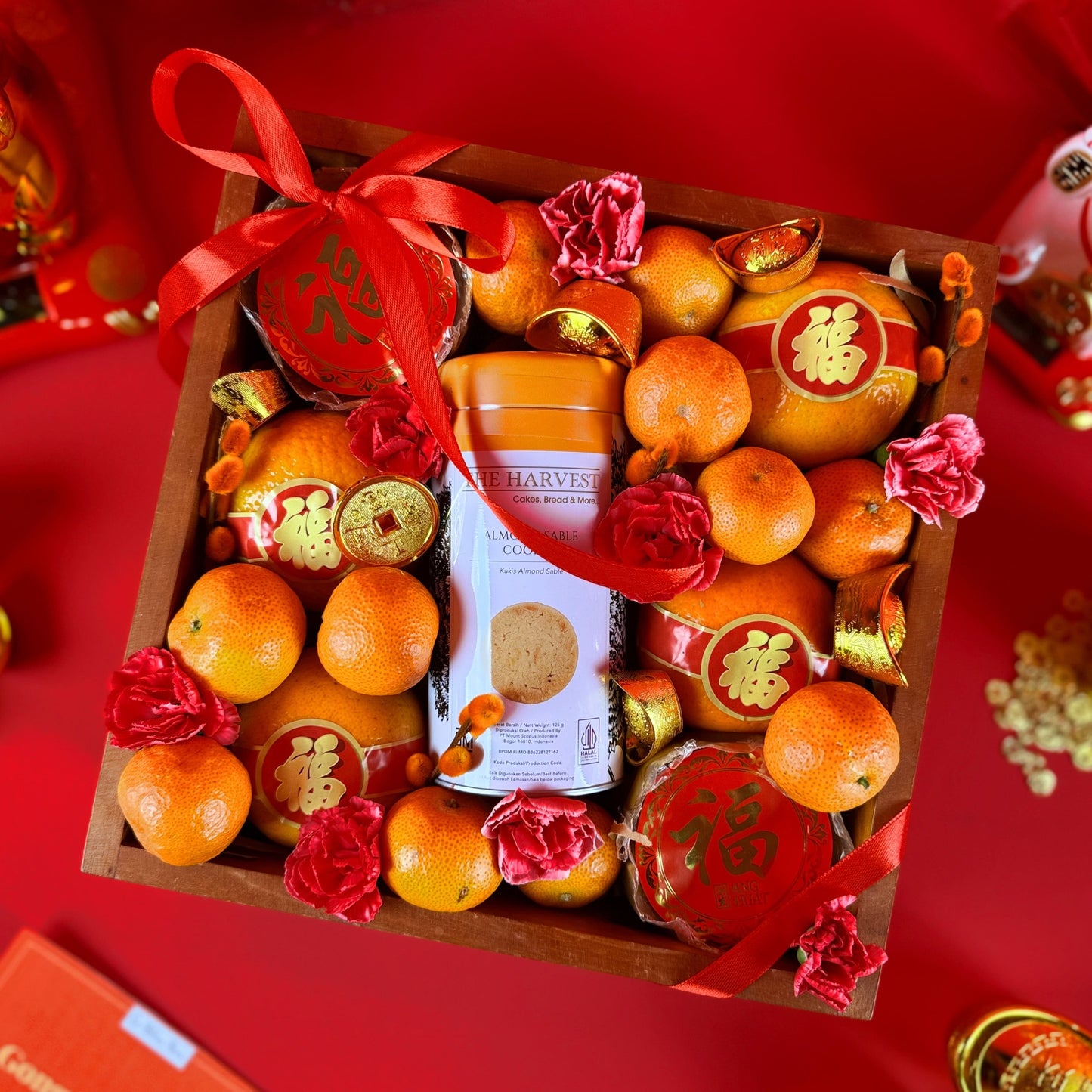 Festive Cookies Mandarin Orange Wooden Box