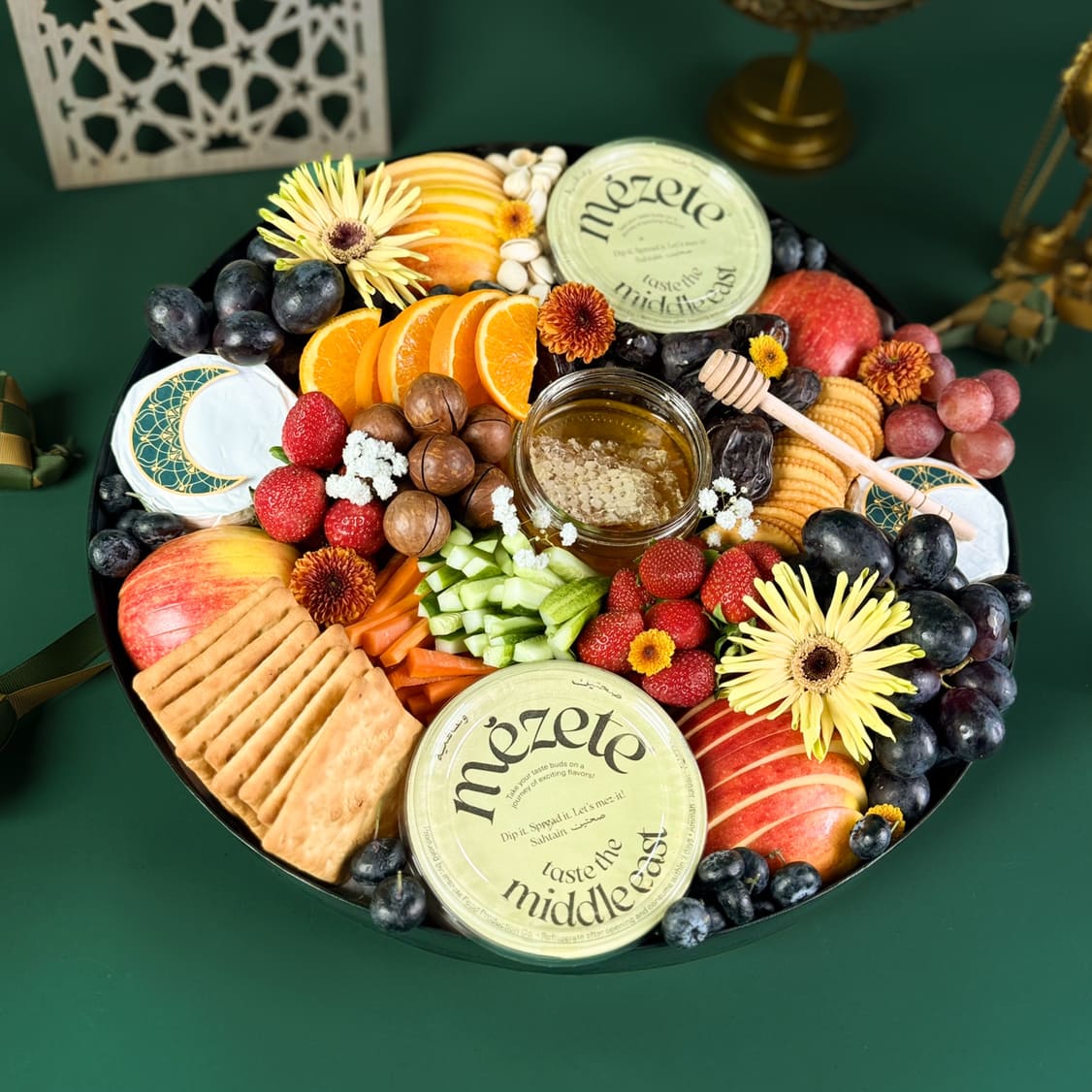 Middle Eastern Cheese & Hummus Grand Round Platter