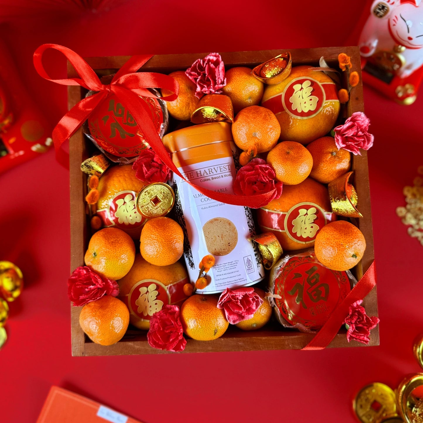 Festive Cookies Mandarin Orange Wooden Box