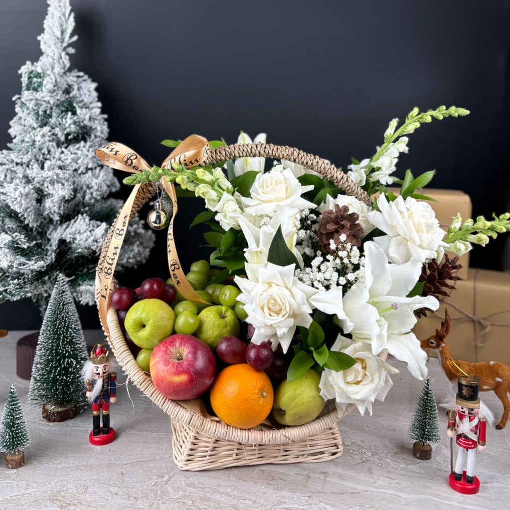 Winter Sonata Fruit Flower Rattan Basket