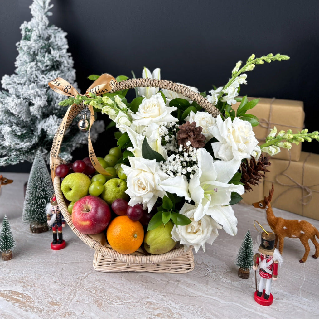 Winter Sonata Fruit Flower Rattan Basket