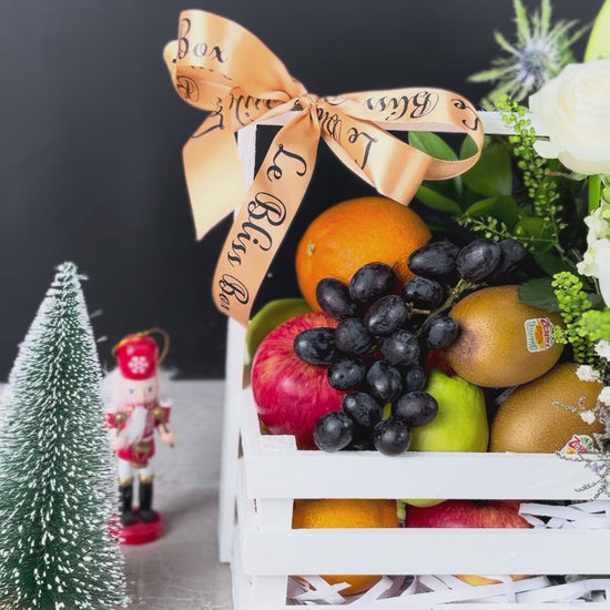 Blooming White Crate Fruit Parcel | Best Christmas Hamper Jakarta, Tangerang, Cirebon & Surabaya – Le Bliss Bouquet